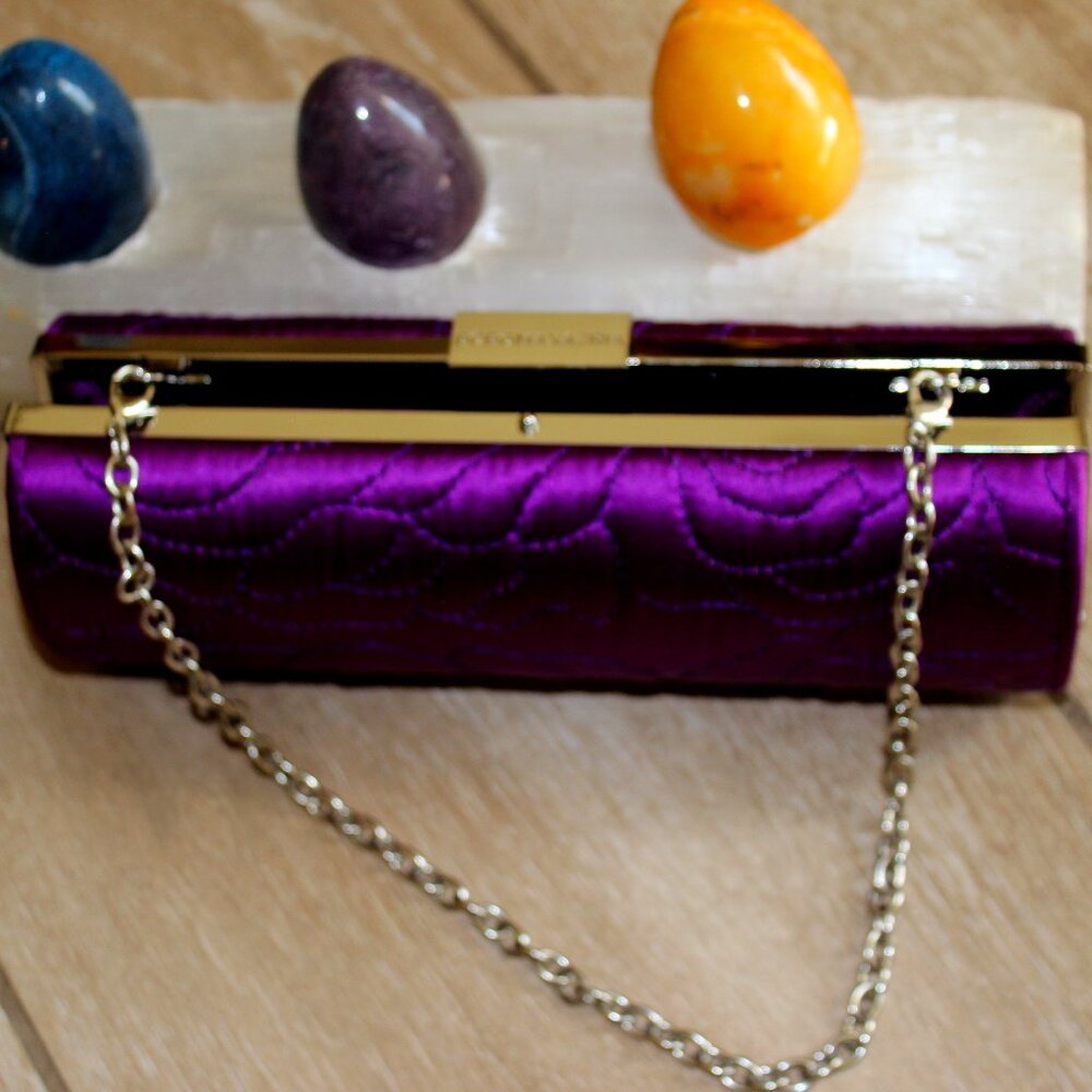 New Vintage Satin Purple Orchid BCBGMAXAZRIA Clutch